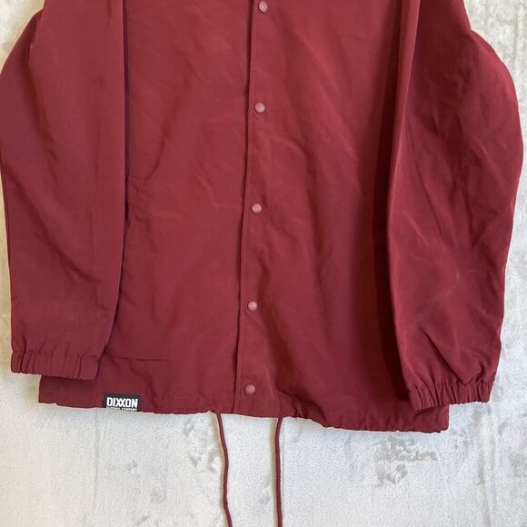 Dixxon Mens Sz L Ground Up Customs Windbreaker Jacket Maroon Snap Front Workwear - Picture 2 of 12